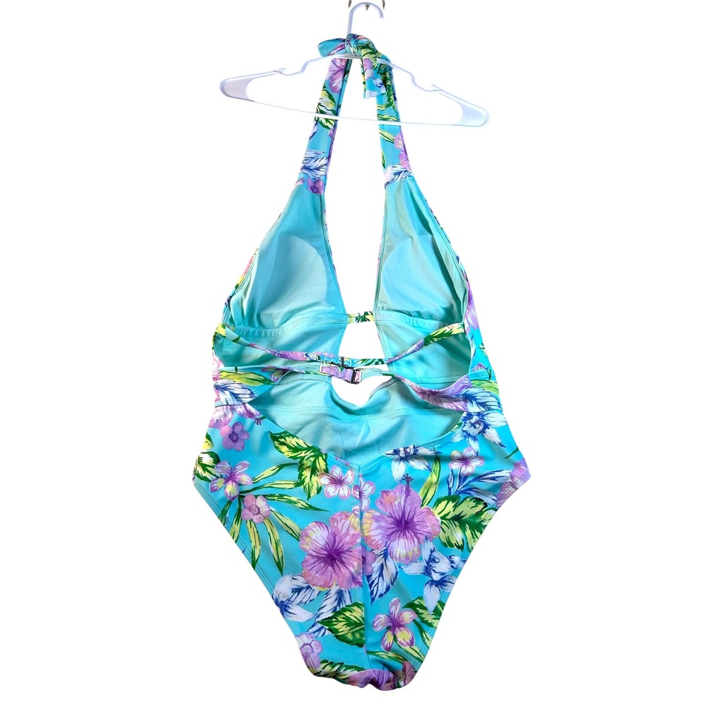 Adore Me Floral Halter One Piece Swimsuit Size Large - Picture 3 of 4